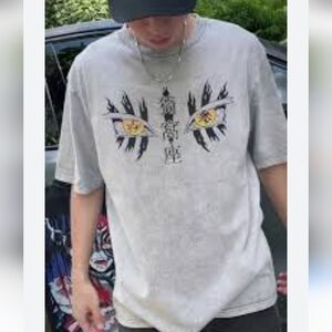 NEW! Akaza Demon Slayer graphic t-shirt. Grey Wash, xl, Unisex